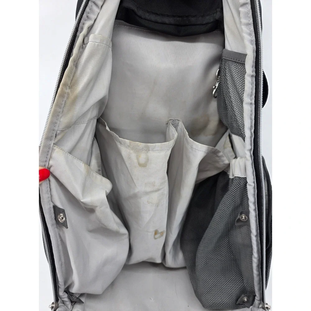 Itzy Ritzy Boss Backpack Diaper Bag Black Herringbone Silver Hardware